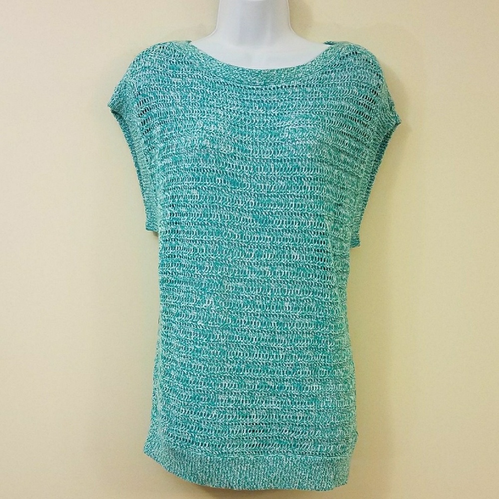 Tommy Hilfiger Sweater Size Large Green Jessie Marled Aqua Pullover